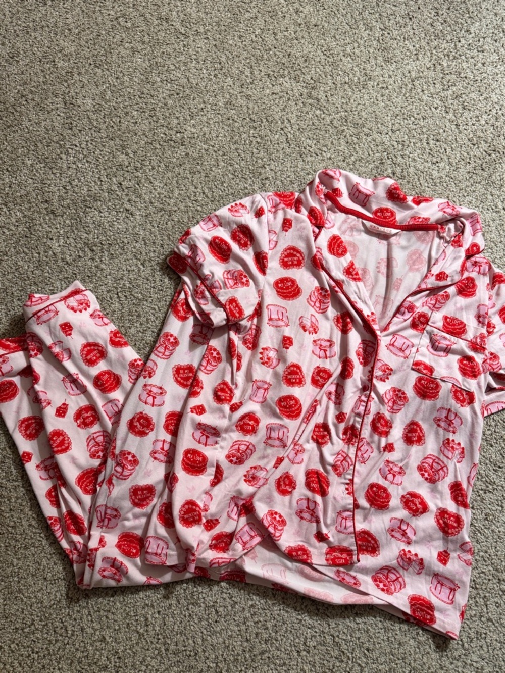 Rampage Pink and Red Cupcake & Heart Pajama Set
